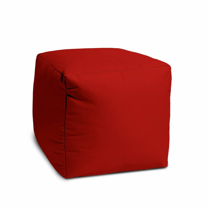 17" Cool Primary Red Solid Color Indoor Outdoor Pouf Ottoman Bed Bath